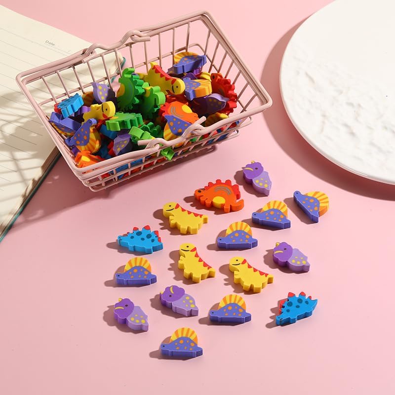 Kleeblatt Large Dinosaur Erasers for Kids Bulk, 60 PCS Big Large Fun Desk Pets for Kids Classroom, Treasure Box Prizes,Party Favors for Kids Goodie Bags, Back to School Gifts for Ages Over 3 Students - Image 2